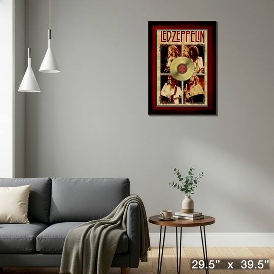 Led Zeppelin Framed Parchment With Gold LP 29.5" x 39.5"